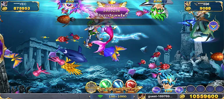 ตัวอย่างในการเล่นเกมยิงปลา ATHENA FISHING